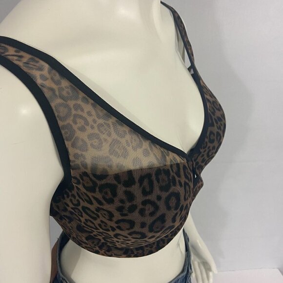 Smart & Sexy Bra Size 36DD Black Leopard Print Mesh Padded Underwire NWT - Picture 3 of 8